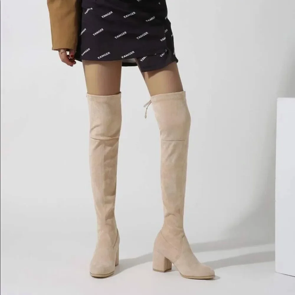 Chunky Heel Over the Knee Boots